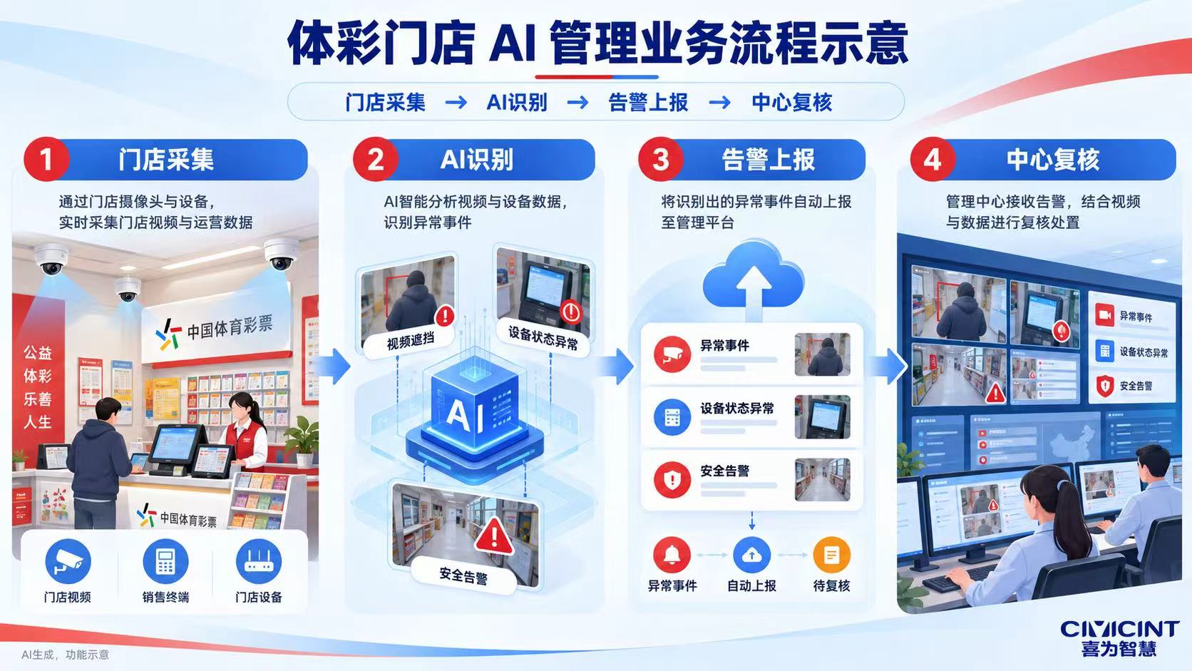 体彩门店 AI 管理业务流程示意